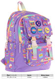 Kaukko Kids Kız Çocuk Armalı Hobi Desenli İlkokul Okul Sırt Çantası (Dört Bölmeli) - Mor - L5238
