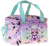 Kaukko Kids İki Bölmeli Thermo Okul Beslenme Çantası - Mor Kedi Desenli Yeşil - Mor Renk (Kız Çocuk) - L5289