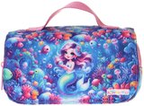 Kaukko Kids Taşıma Askılı Kız Çocuk Mercan ve Denizkızı Baskılı Şık Kalem Çantası (Pembe - Mavi) - L5325