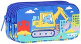 Kaukko Kids Dinazor ve İş Makinesi Baskılı Mavi - Sarı Erkek Çocuk Okul Kalemliği Kalem Çantası - L5371