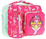 Kaukko Kız Çocuk, Kırmızı Yeşil, Flamingo Desenli Isı Yalıtımlı Üç Bölmeli (Matara Cepli) Okul Beslenme Çantası L7235