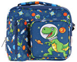 Kaukko Erkek Çocuk, Lacivert Yeşil, Dinazor Baskılı Isı Yalıtımlı Üç Bölmeli (Matara Cepli) Okul Beslenme Çantası L7252