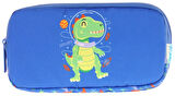 Kaukko Kids Mavi Yeşil, Dinazor, Erkek Çocuk Üç Bölmeli Okul Kalem Çantası - L8262