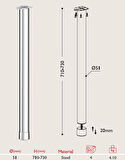 Masa Ayağı 11.850 - 51mm (4 Adet) Parlak krom