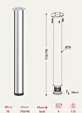 Masa Ayağı 11.190 - 76mm (4 Adet) Parlak krom