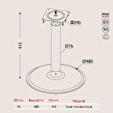 Tablalı Sehpa Ayağı 13.194 - Taban Çapı 48cm Parlak Krom