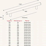 Paslanmaz Çekmece Kapak Kulpu (2 Adet) 160 MM
