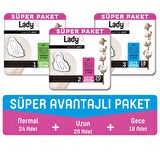 Ladyfit Pamuk Ped Süper Avantajlı Paket (Normal 24 Adet + Uzun 20 Adet + Gece 18 Adet)