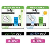 Lady Fit Günlük Hijyenik Ped 36 Adet + Günlük Ped Mega Normal 80 Adet