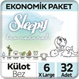Sleepy Bio Natural Ekonomik Paket Külot Bez 6 Numara Xlarge 32'li