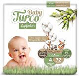 Baby Turco Doğadan Süper Paket Bebek Bezi 4 No Maxi 72 Li