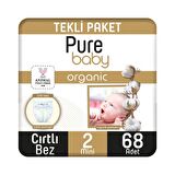 Pure Baby Organic 2 Numara Mini 68'li Cırtlı Bez