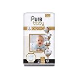 Pure Baby Organic 3 Numara Midi 56'lı Cırtlı Bez