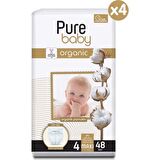 Pure Baby Organic 4 Numara Maxi 192'li Cırtlı Bez