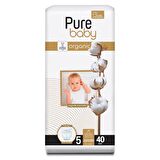 Pure Baby Organic 5 Numara Junior 40'lı Cırtlı Bez