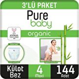 Pure Baby Organic 4 Numara Maxi 144'lü Külot Bez