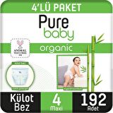 Pure Baby Organic 4 Numara Maxi 192'li Külot Bez