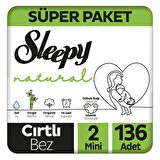 Sleepy Natural 2 Numara Mini 136'lı Cırtlı Bez