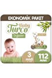Baby Turco Doğadan 3 Numara Midi 112'li Bel Bantlı Bez