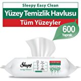 Sleepy Easy Clean Beyaz Sabun Katkılı Yüzey Temizlik Havlusu&Mendili 6x100 (600 Yaprak)