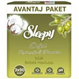 Sleepy Zeytinyağlı 90 Yaprak 3 lü Paket Islak Mendil