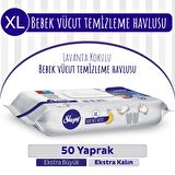 XL Lavanta Kokulu Bebek Vücut Temizleme Havlusu 50 Yaprak