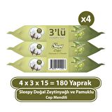 Sleepy Doğal Zeytinyağlı ve Pamuklu Cep Mendili 4x3x15 (180 Yaprak)