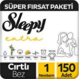 Sleepy Extra Günlük Aktivite Süper Fırsat Paketi Bebek Bezi 1 Numara Newborn 150 Adet