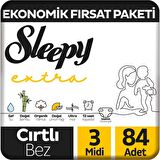 Sleepy Extra Günlük Aktivite Ekonomik Fırsat Paketi Bebek Bezi 3 Numara Midi 84 Adet