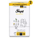 Sleepy Extra Günlük Aktivite 2'li Ekonomik Fırsat Paketi Bebek Bezi 6 Numara Xlarge 92 Adet