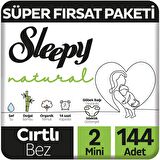 Sleepy Natural 2 Numara Mini 144'lü Cırtlı Bez