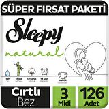 Sleepy Natural 3 Numara Midi 126'lı Cırtlı Bez