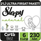 Sleepy Natural 6 Numara X Large 230'lu Cırtlı Bez