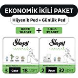 Sleepy Ekonomik İkili Paket (Natural Ultra Hassas Hijyenik Ped Gece 18'li + Günlük Ped Normal 32'li)