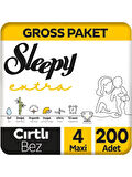 Sleepy Extra Günlük Aktivite Gross Paket Bebek Bezi 4 Numara Maxi 200 Adet