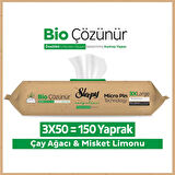 Sleepy Bio Çözünür Yüzey Temizlik Havlusu&Mendili Çay Ağacı&Misket Limonu 3x50 (150 Yaprak)
