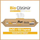 Sleepy Bio Çözünür Yüzey Temizlik Havlusu&Mendili Karanfil&Tarçın 3x50 (150 Yaprak)