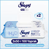 Sleepy AquaCare H2O Yenidoğan Islak Bebek Havlusu 2x50
