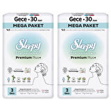 Sleepy Bio Natural Premium Plus Hijyenik Ped Mega Paket Gece 30x2 (60 Adet) 
