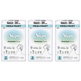 Sleepy Bio Natural Premium Plus Hijyenik Ped Mega Paket Gece 30x3 (90 Adet) 
