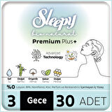 Sleepy Bio Natural Premium Plus Hijyenik Ped Mega Paket Gece 30 Adet 
