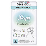 Sleepy Bio Natural Premium Plus Hijyenik Ped Mega Paket Gece 30 Adet 