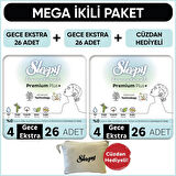 Sleepy Bio Natural Premium Plus Hijyenik Ped Mega Paket Gece Extra 26x2 (52 Adet) 