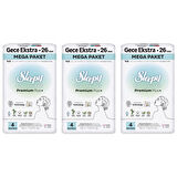 Sleepy Bio Natural Premium Plus Hijyenik Ped Mega Paket Gece Extra 26x3 (78 Adet) 