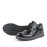 Hidra Siyah Rugan Bağcıklı Klasik Erkek Çocuk Okul Ayakkabı