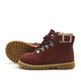 Griffon Hakiki Deri Fermuarlı Bordo Kürklü Bebek Bot