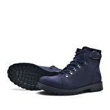 Griffon Hakiki Deri Lacivert Fermuarlı Bot