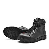 Griffon Hakiki Deri Siyah Fermuarlı Çocuk Bot