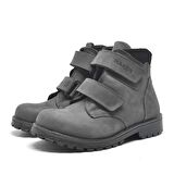 Sentor Hakiki Deri Gri Kürklü Cırtlı Çocuk Bot