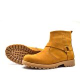 Rakerplus Hakiki Deri Sarı Fermuarlı Kışlık Kız Erkek Çocuk Bot